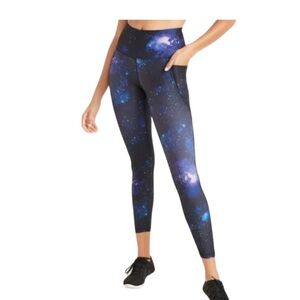 Old Navy Active Elevate Galaxy Nebula Universe Leggings Go-Dry Womens Small
